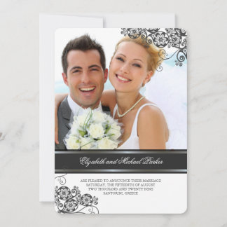Floral Paisley Boho Vintage Chic Photo Wedding Invitation