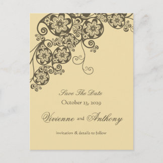 Floral Paisley Elegant Vintage Chic Save The Date Announcement Postcard