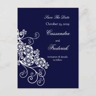Floral Paisley Elegant Vintage Chic Save The Date Announcement Postcard