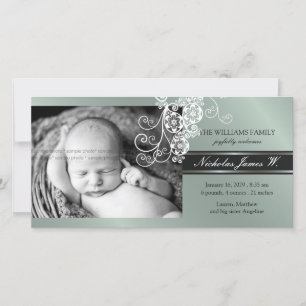 Floral Paisley Flower Chic Baby Birth Announcement