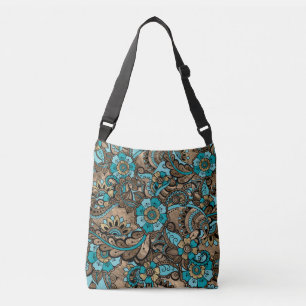 Floral Paisley Pattern - teal and golds Crossbody Bag