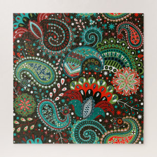 Floral paisley: seamless pattern elements. jigsaw puzzle