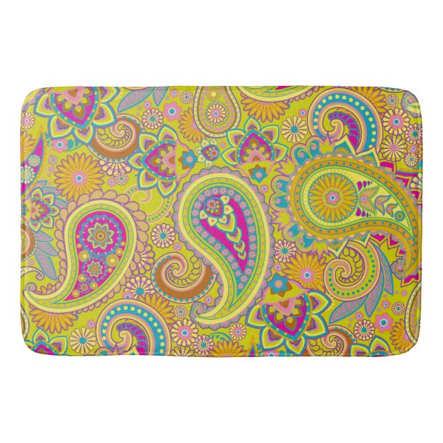 Floral Paisley seamless pattern I + your ideas Bath Mat (Front)