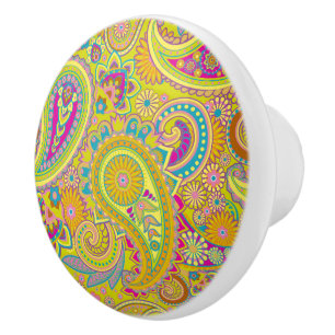 Floral Paisley seamless pattern I + your ideas Ceramic Knob
