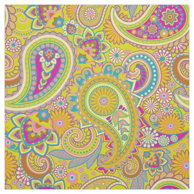 Floral Paisley seamless pattern I + your ideas Fabric (Swatch)