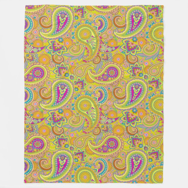 Floral Paisley seamless pattern I + your ideas Fleece Blanket (Front)
