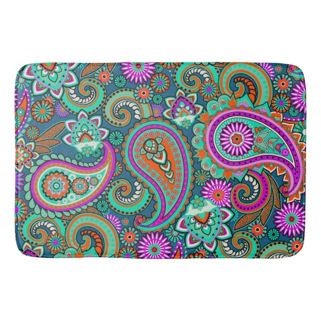 Floral Paisley seamless pattern II + your ideas Bath Mat (Front)
