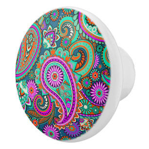Floral Paisley seamless pattern II + your ideas Ceramic Knob