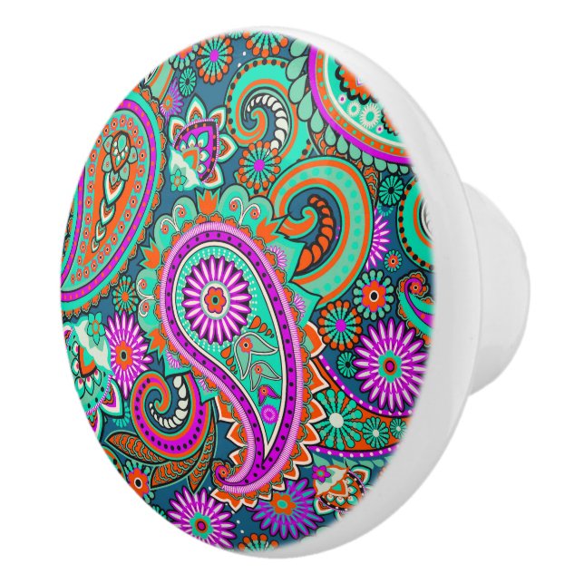 Floral Paisley seamless pattern II + your ideas Ceramic Knob (Right)