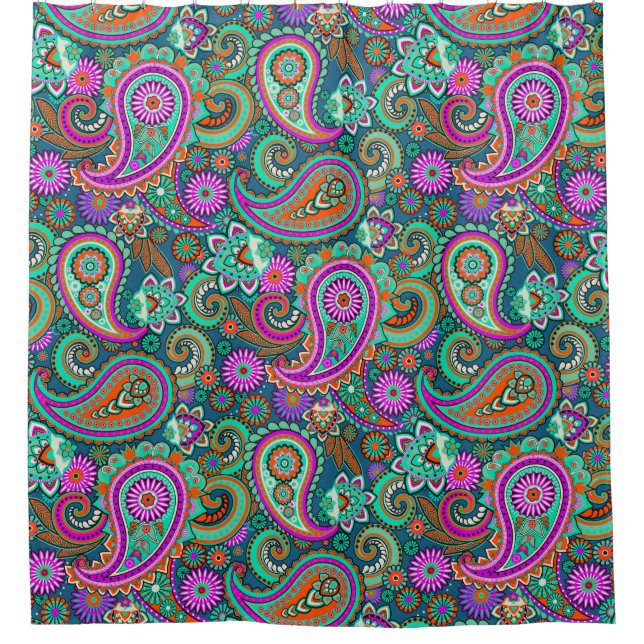 Floral Paisley seamless pattern II + your ideas Shower Curtain (Front)