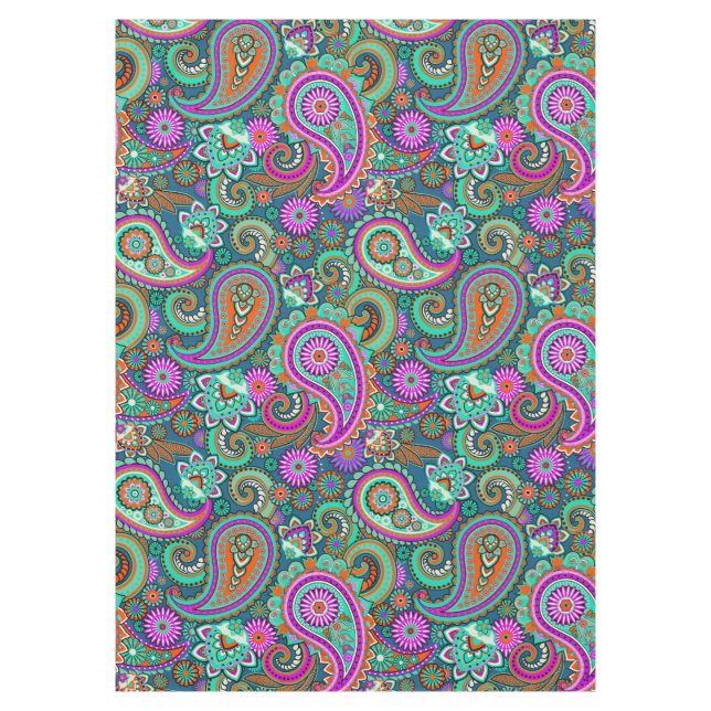 Floral Paisley seamless pattern II + your ideas Tablecloth (Front)