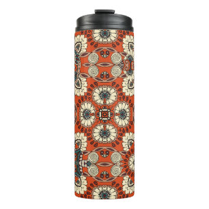 Floral Paisley Tapestry Fabric Print Thermal Tumbler