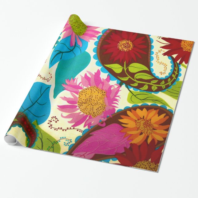Floral Paisley Wrapping Paper (Unrolled)