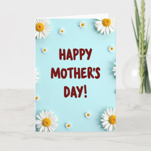 Floral Pale Blue Mom Day Card