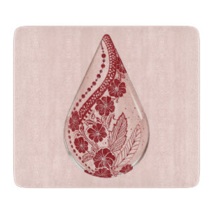 Floral pale rose & mahogany AI art Cutting Board