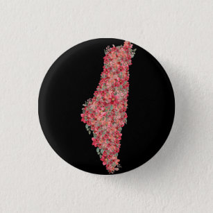 Floral Palestine map art-freedom for palestinians  3 Cm Round Badge