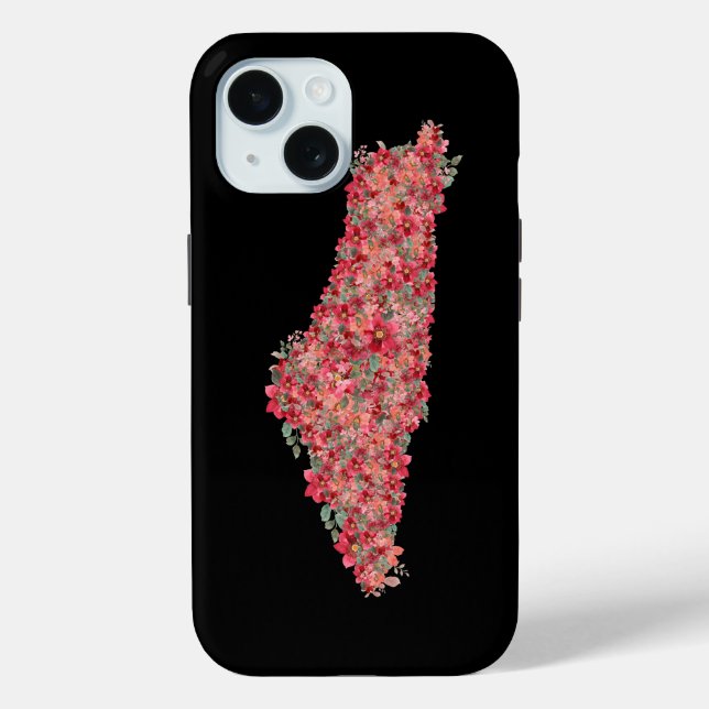 Floral Palestine map art-freedom for palestinians  Case-Mate iPhone Case (Back)