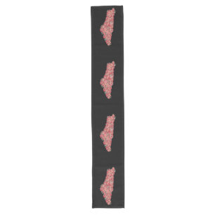 Floral Palestine map art-freedom for palestinians Long Table Runner