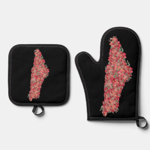 Floral Palestine map art-freedom for palestinians Oven Mitt & Pot Holder Set