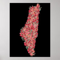 Floral Palestine map art-freedom for palestinians 