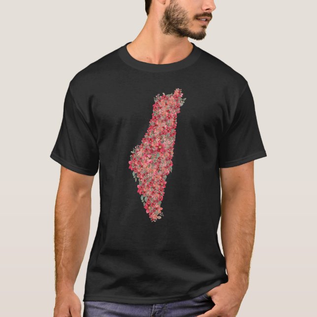 Floral Palestine map art-freedom for palestinians  T-Shirt (Front)