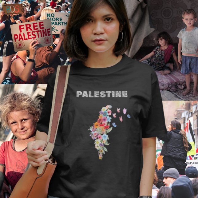 Floral Palestine Map Design | Pro Palestine T-Shirt (palestine Merch. Pro Palestine Merch Apparel.png)