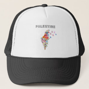 Floral Palestine Map Design Pro Palestine Trucker Hat