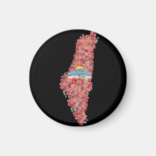 Floral Palestine map Dome of Rock al quads Gift  Magnet