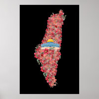 Floral Palestine map Dome of Rock al quads Gift 