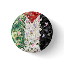 Floral Palestine Map Pin Button - Free Palestine