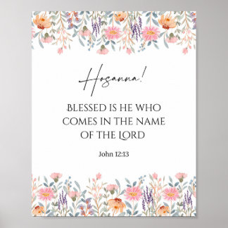 Floral Palm Sunday Scripture Print | Hosanna Bible