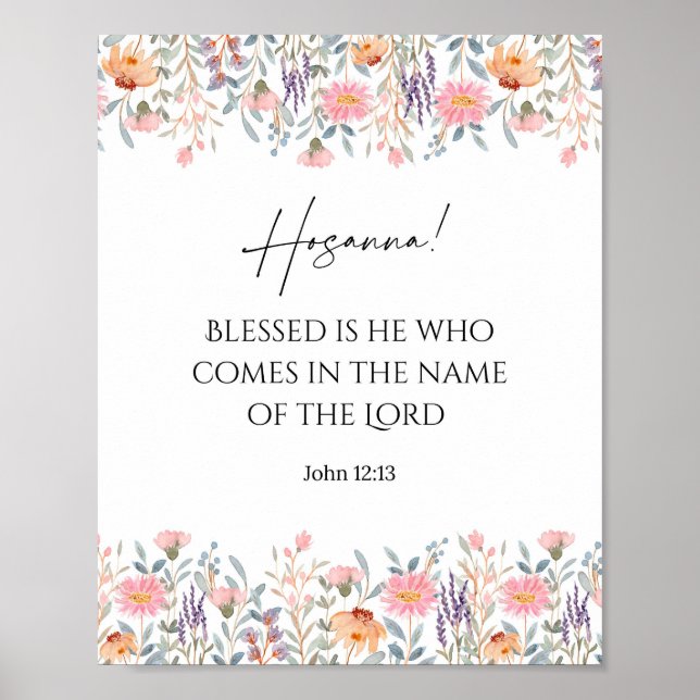 Floral Palm Sunday Scripture Print | Hosanna Bible (Front)