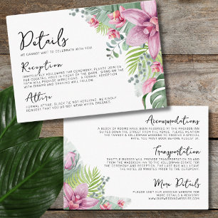 Floral Palm Tropical Wedding Details Enclosure Card