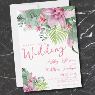Floral Palm Tropical Wedding Invitation