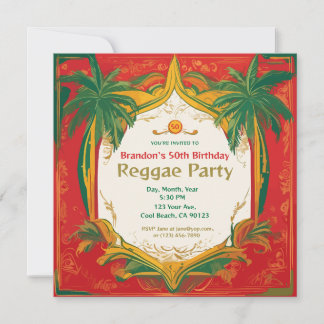 Floral Palms Customisable Reggae Party  Invitation