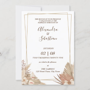 Floral Pampa Grass Wedding Invitation
