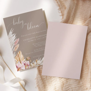 Floral Pampas Grass Baby in Bloom Baby Shower Invitation
