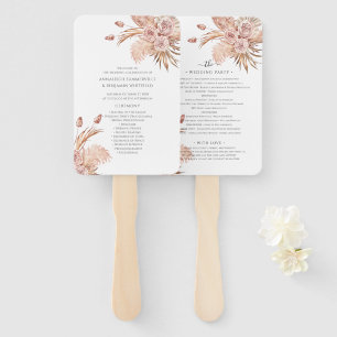 Floral Pampas Grass Botanical Wedding Program Hand Fan