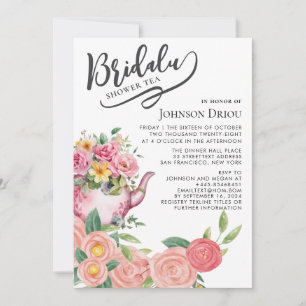 Floral Pampas Grass Bridal Shower Tea Party Invitation
