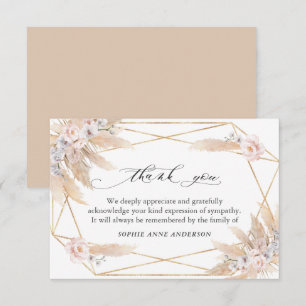 Floral Pampas Grass Celebration of Life Memorial Thank You Card