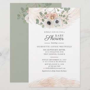 Floral Pampas Grass Eucalyptus Baby Shower Stationery