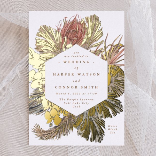Floral Pampas Grass Real Gold Desert Wedding (Creator Uploaded)