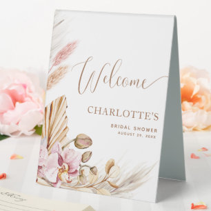Floral Pampas Grass   Wedding Shower Welcome Sign