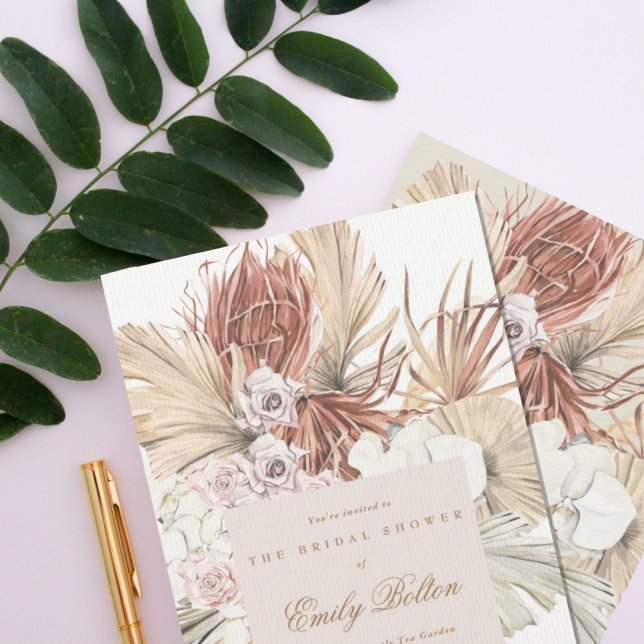 Floral Pampas Tropical Grass Bridal Shower Invitation (Creator Uploaded)