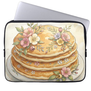 Floral Pancake Stack Watercolor Laptop Sleeve