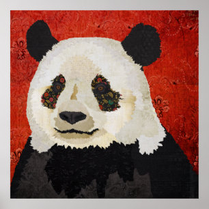 Floral Panda Art Poster