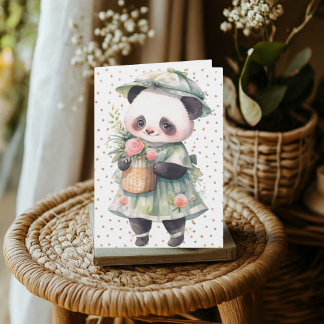 Floral Panda Birthday Card