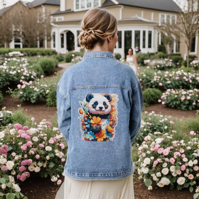 Floral Panda Denim Jacket (Wedding Back)
