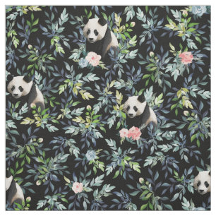 Floral Panda Pattern Fabric
