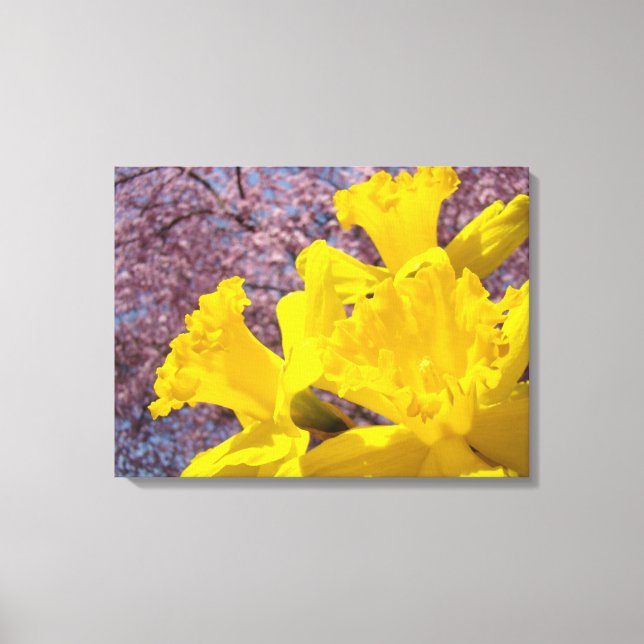 Floral Panel Canvas art Yellow Daffodils Blossoms (Front)